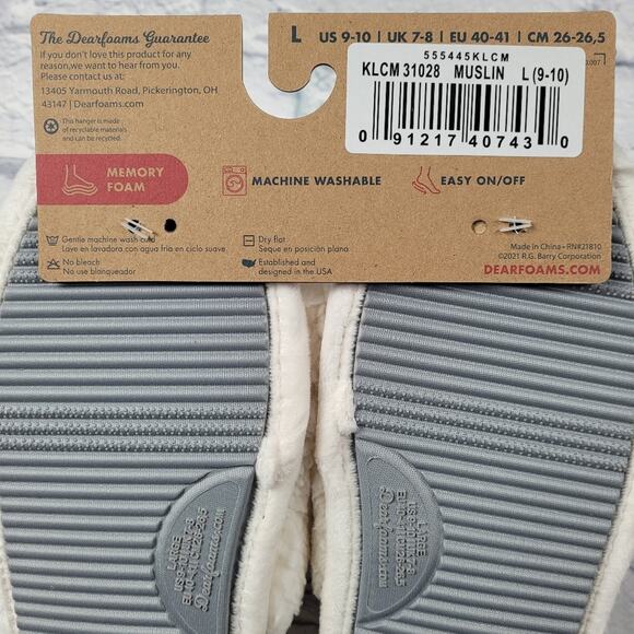 Dearfoams Lane Teddy Slide Memory Foam Slippers in Muslin size Large (9-10) - Picture 9 of 15